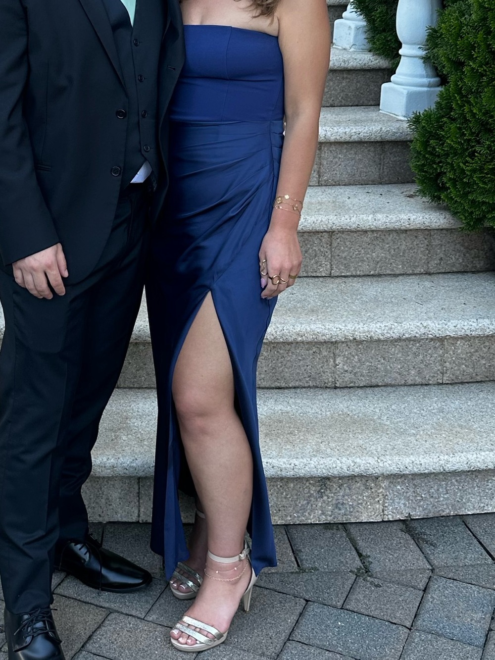 Abercrombie & Fitch Strapless Navy Evening Gown with Side Slit - Picture 8 of 10